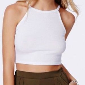 Over The Limit High Neck White Crop Top S NWOT